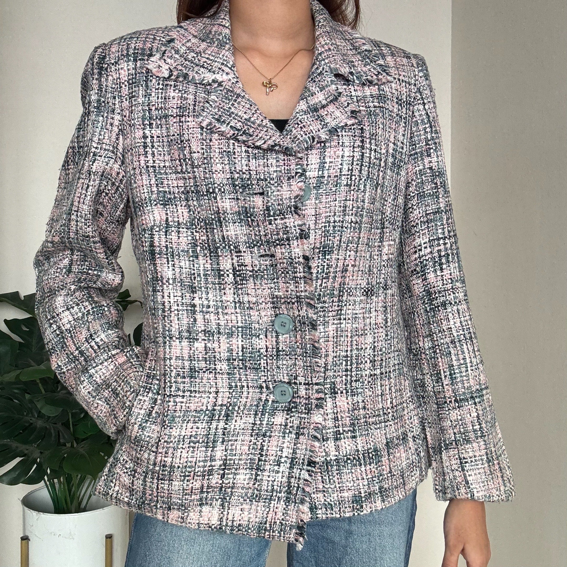 Pink-Grey Tweed Blazer