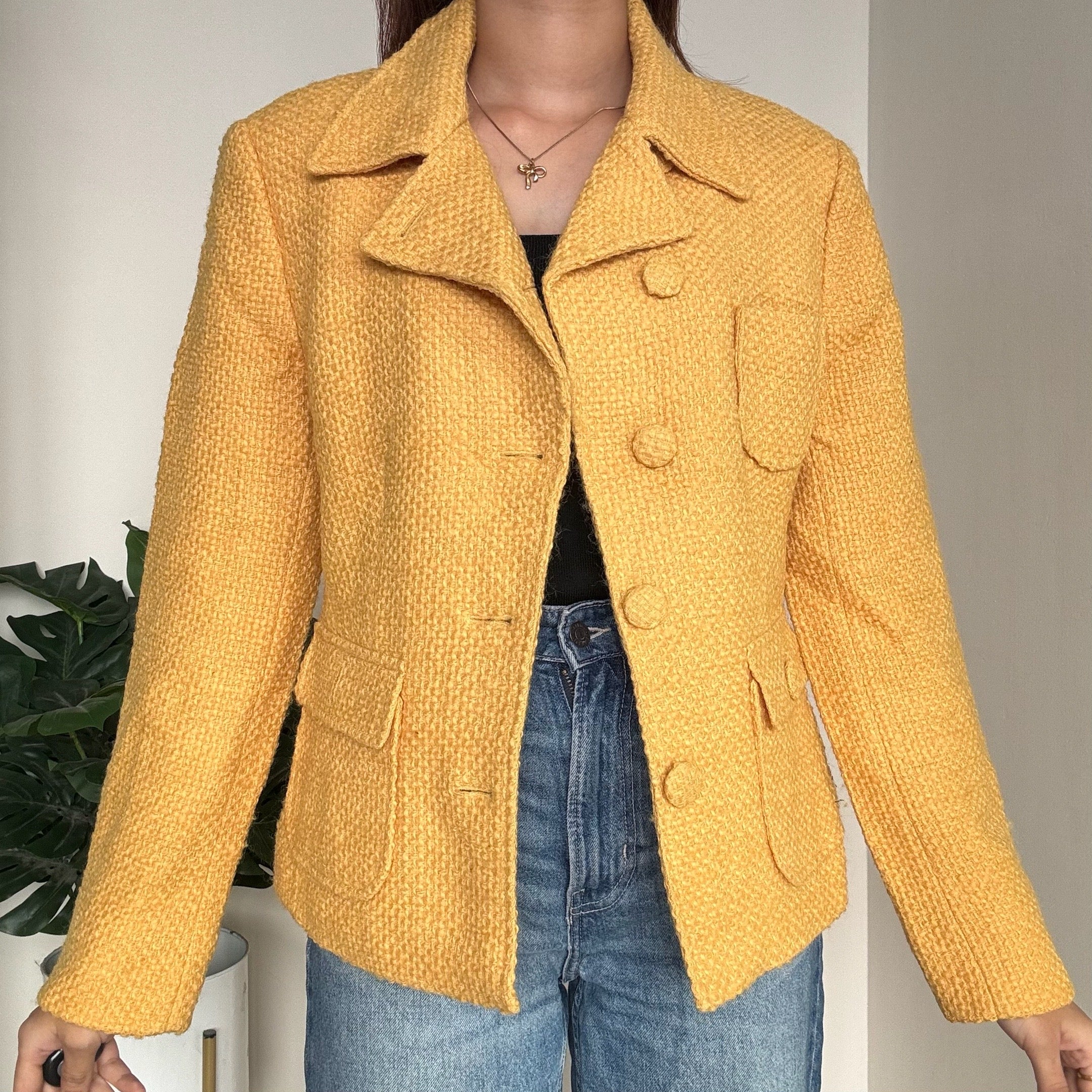 Yellow Tweed Blazer