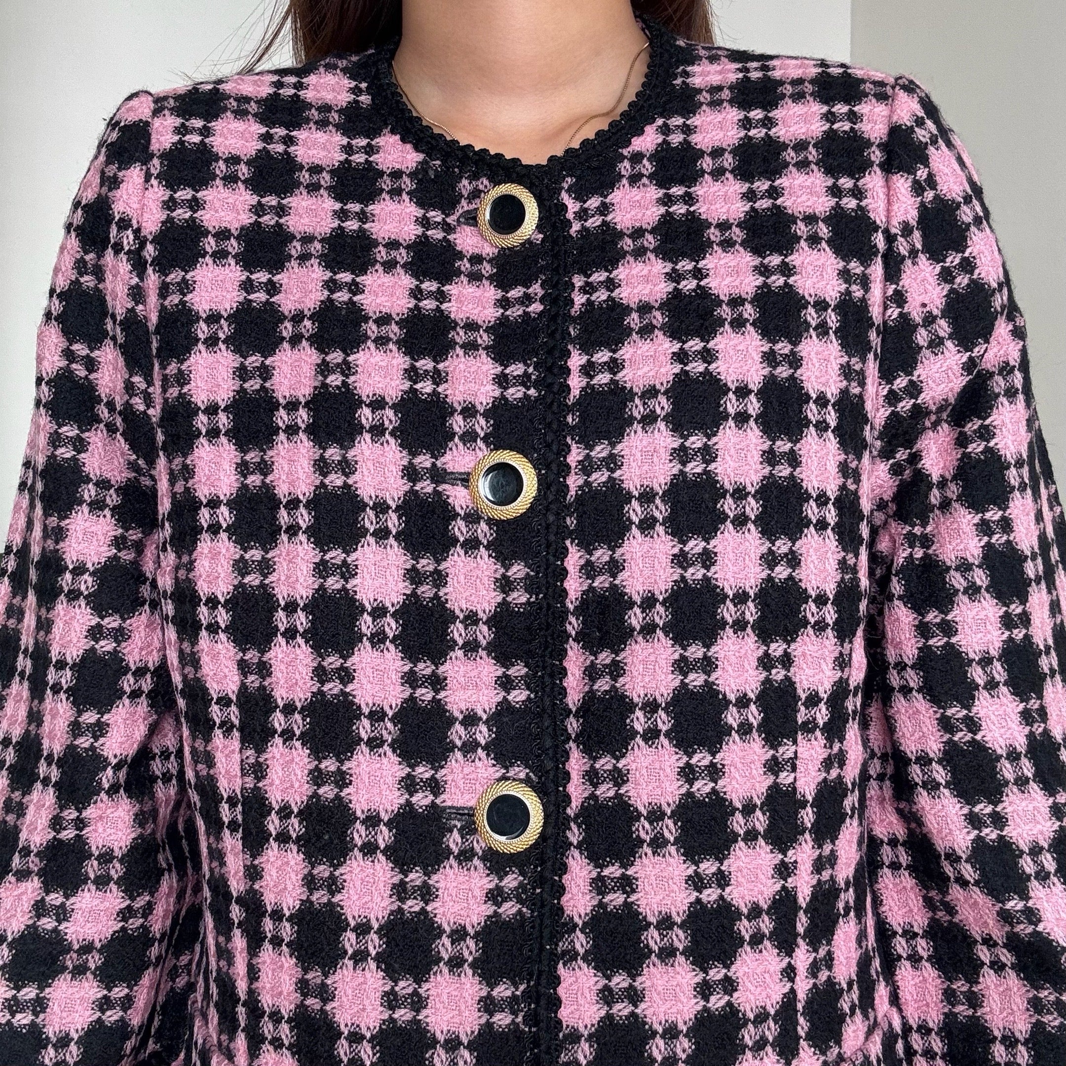 Pink-Black Tweed Blazer