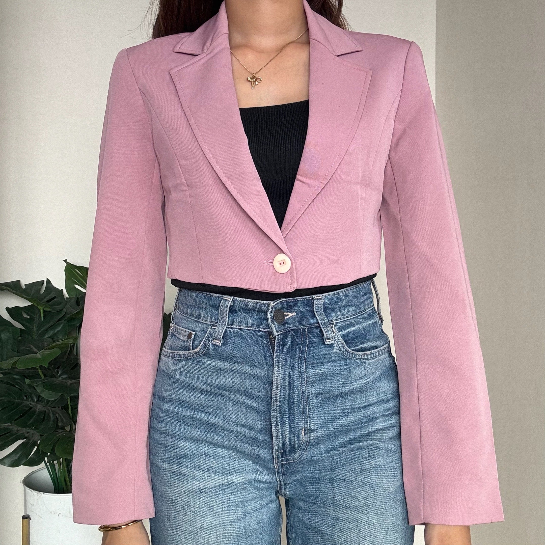 Baby Pink Cropped Blazer - T