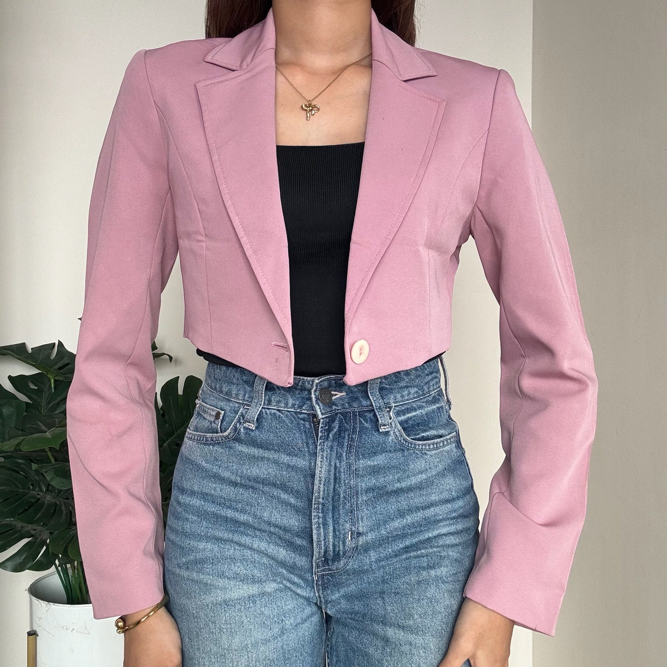 Baby Pink Cropped Blazer - T