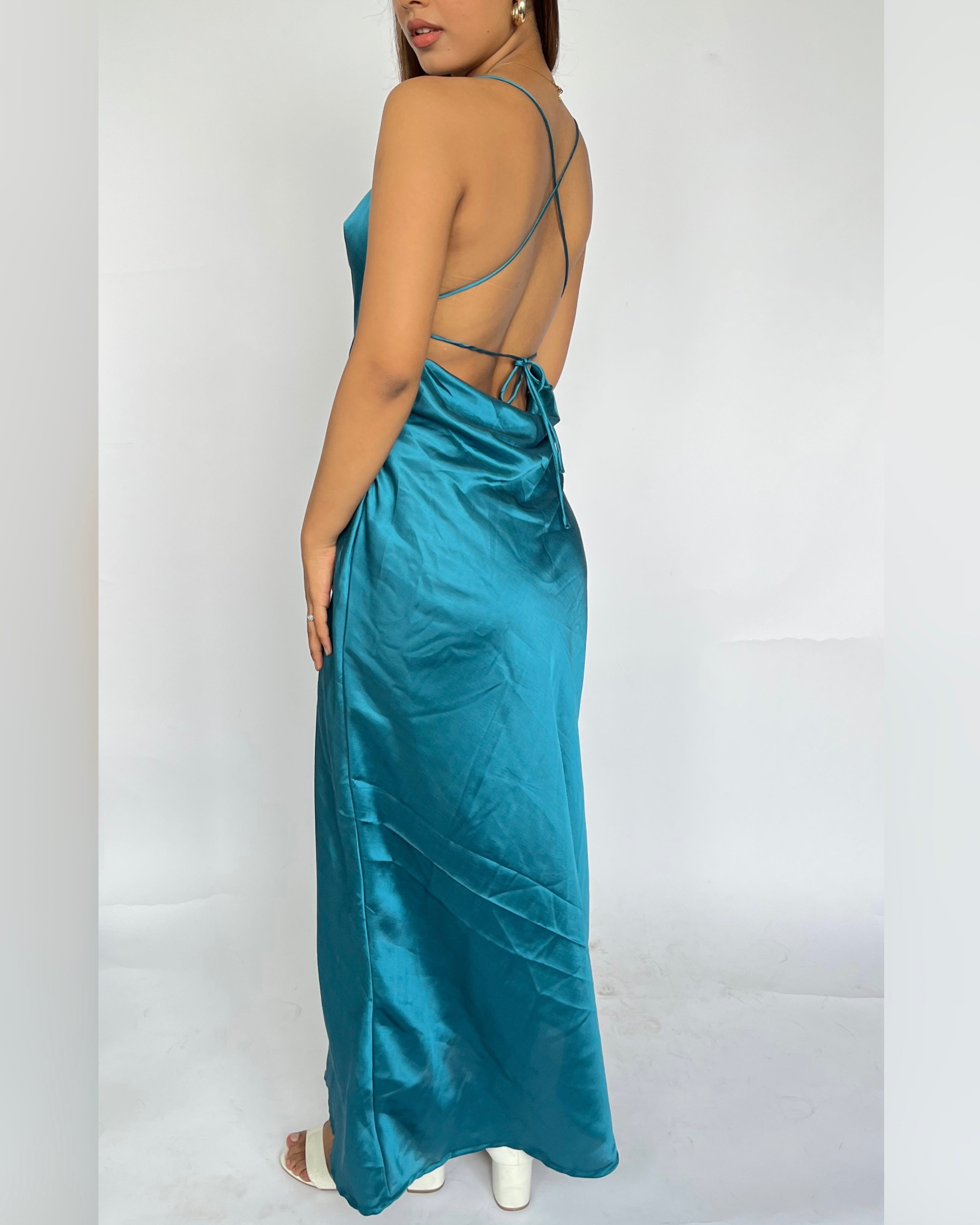 Green Backless Long Dress